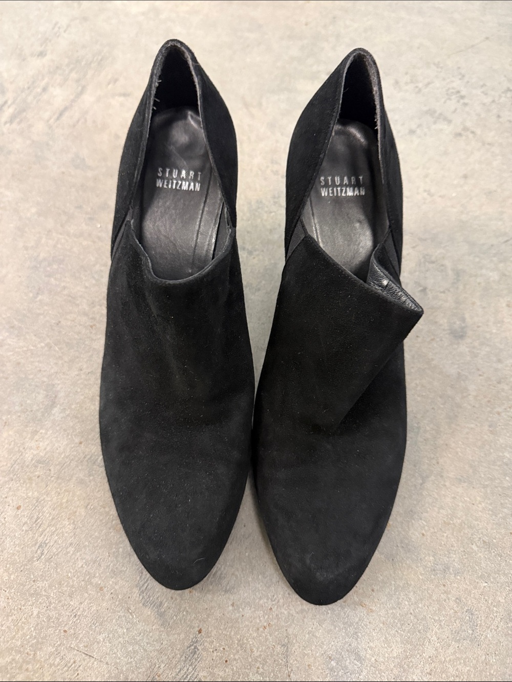 Stuart Weitzman Black Suede Pointed Ankle Booties